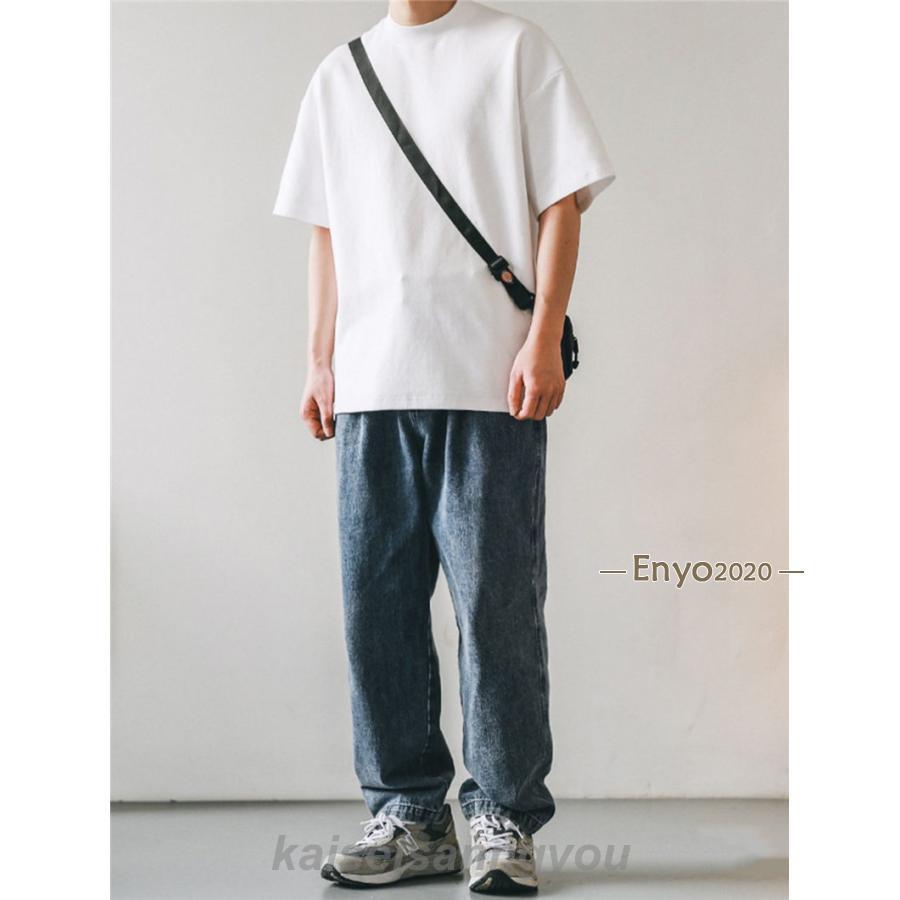 tシャツ 無地 白 厚手 丈夫 透けない メンズ 半袖 綿100% 襟の