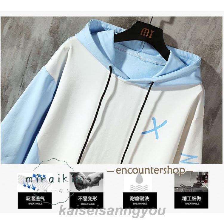 パーカー メンズ プルオーバー 七分袖 半袖 フード カジュアル