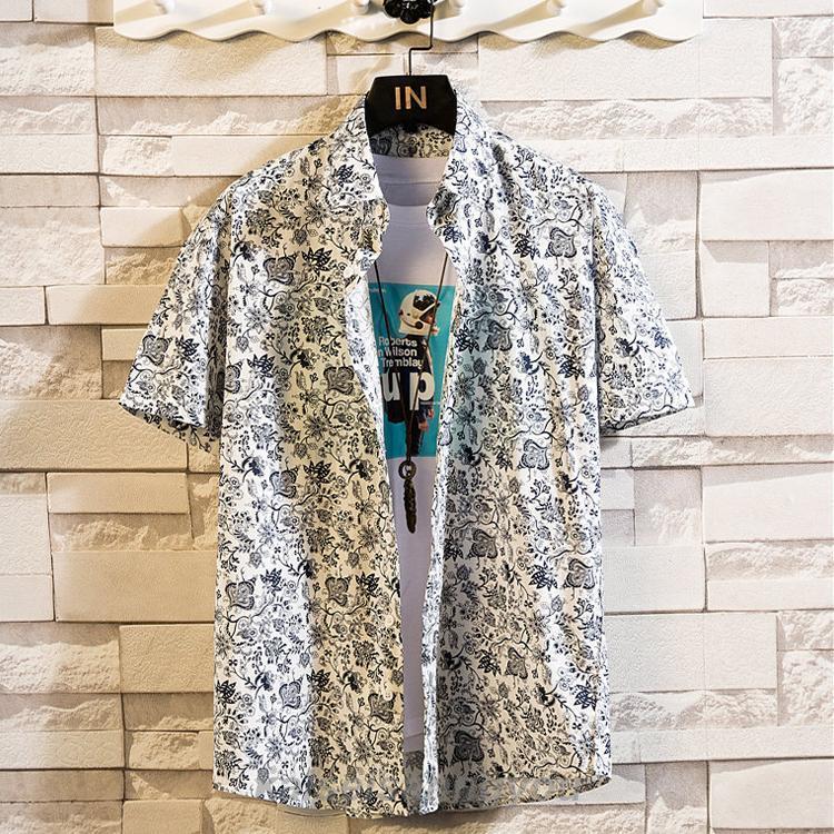 メンズ 半袖シャツ 総柄シャツ カジュアルシャツ 花柄 アロハ