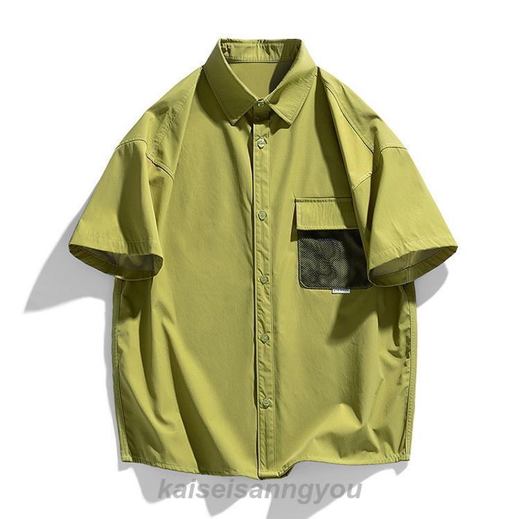 半袖シャツ メンズ カジュアルシャツ 五分袖シャツ 開襟シャツ