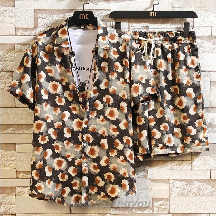 ジャージ セットアップ メンズ 半袖 総柄シャツ 花柄 上下セット ジャージ セットアップ メンズ 半袖 総柄シャツ 花柄 上下セット