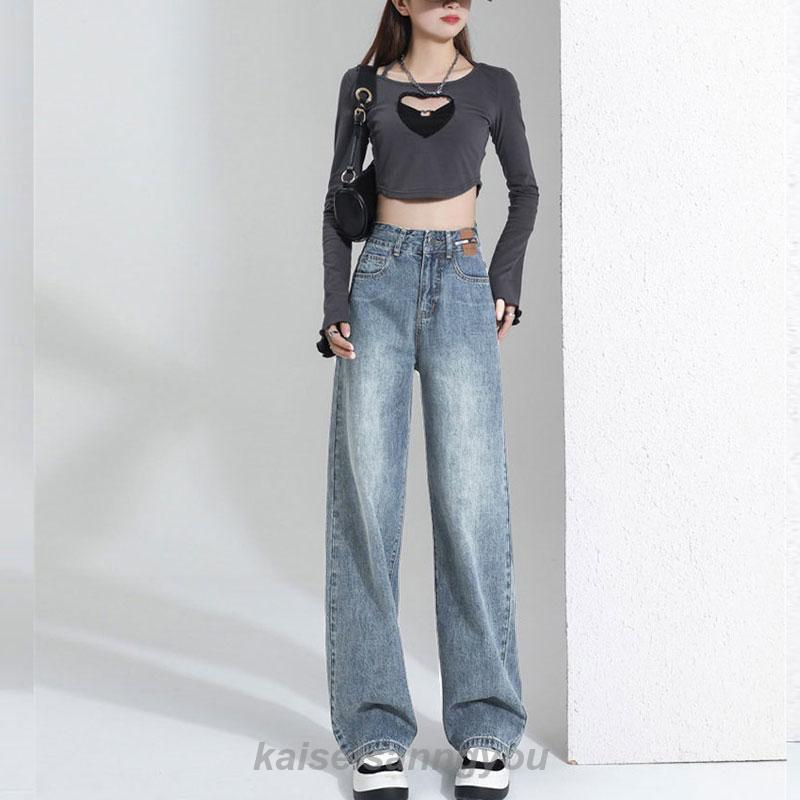 ハイウェスト デニム ルーズ チノパンツ ジーンズ デニム デニムパンツ ハイウエストカットデザイン