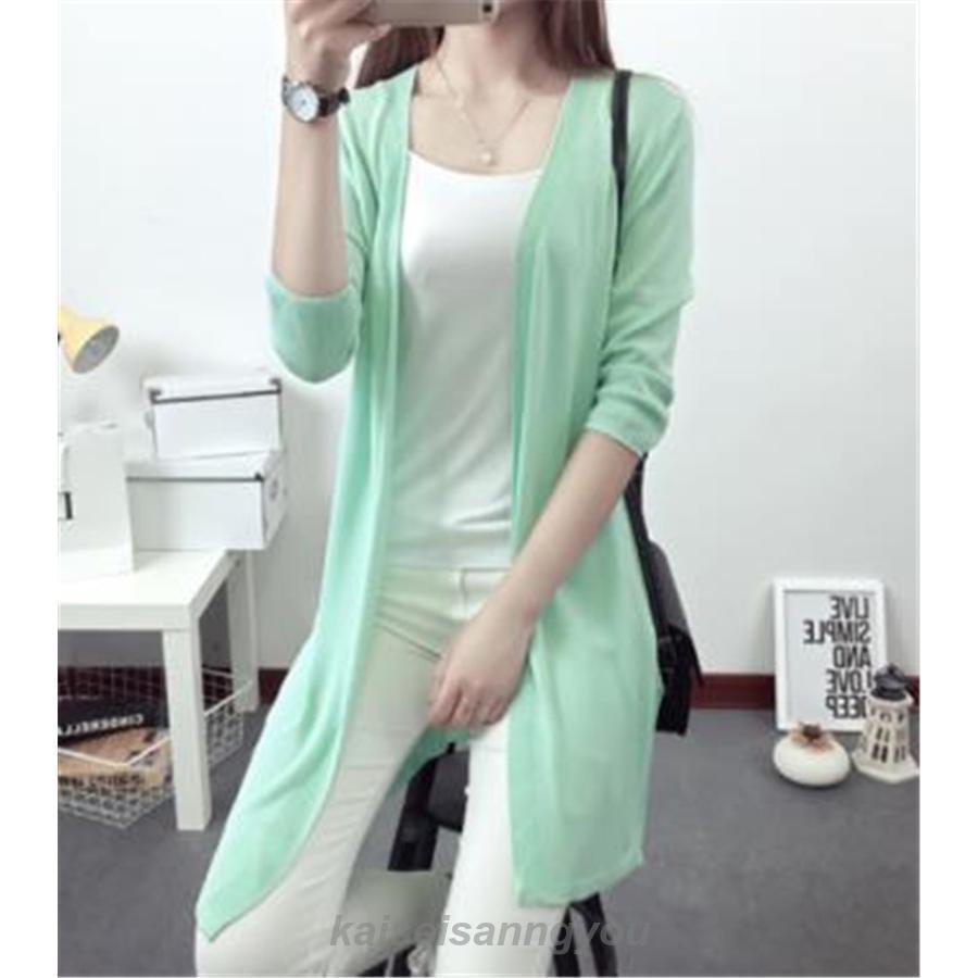 カーディガン ニット 羽織り uvカット ロング丈 薄手 透け感