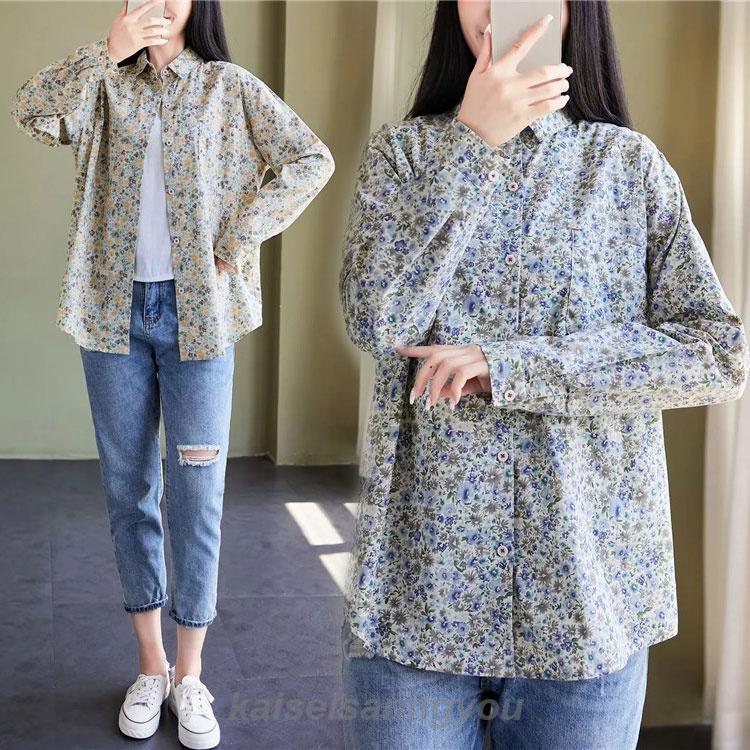 花柄 シャツ 綿 レディース 長袖 花柄シャツ 春 秋 折り襟 長袖 花柄 シャツ 綿 レディース 長袖 花柄シャツ 春 秋 折り襟 長袖