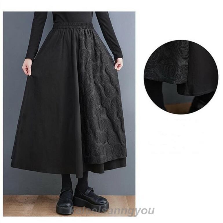 黒 フレアスカート ポケット付き nissen（ニッセン）の「選べる2丈ベルトループ付Aラインフレア