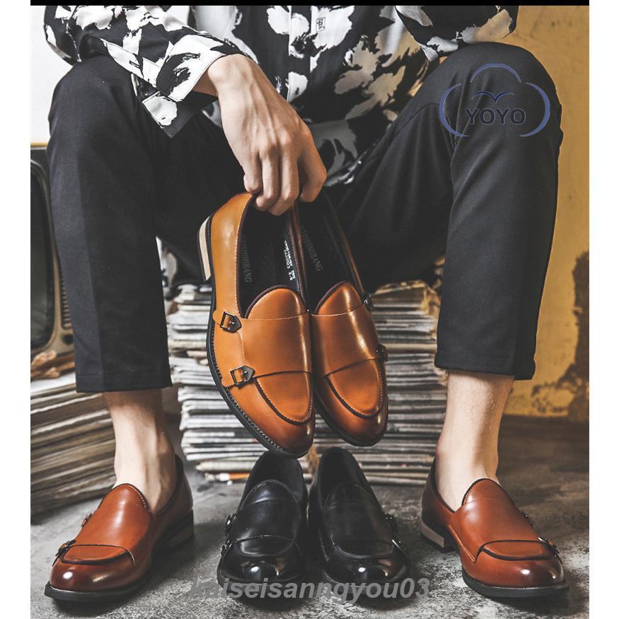 靴 メンズファッション ビジネスシューズ スリッポン ウイング