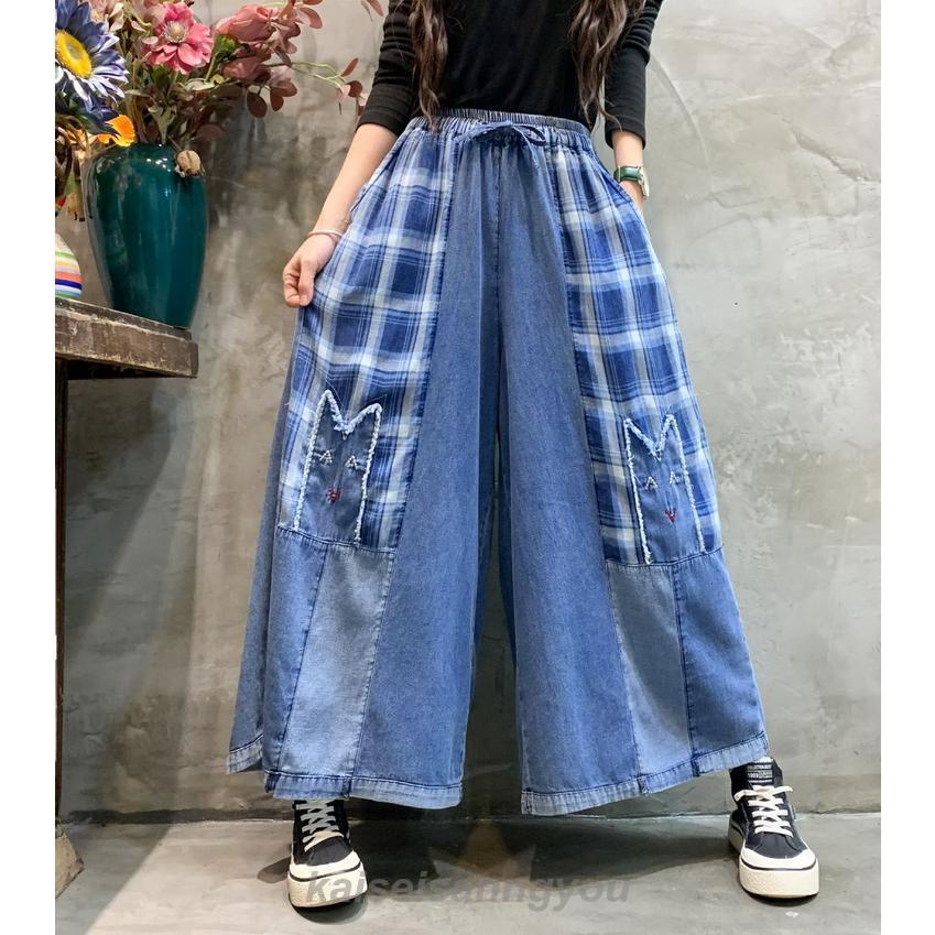 バギーパンツ ガウチョパンツ ジーンズ デニムパンツ ワイド