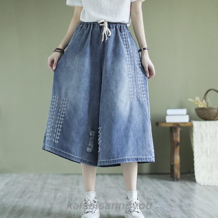 HEVE デニムガウチョパンツ　38 エレガントバギー hs-ek-04109.jpg