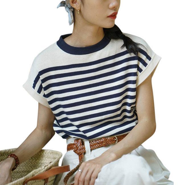 Tシャツ 夏 マリンセーラー レディース 半袖Tシャツ ゆったり