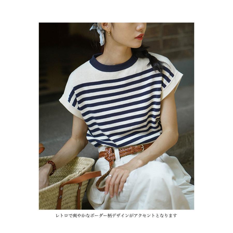 Tシャツ 夏 マリンセーラー レディース 半袖Tシャツ ゆったり