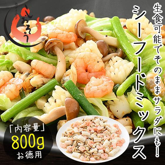 シーフードミックス食用 加熱済み 800g 海鮮 冷凍食品 シーフード ボイル 海鮮ミックス 冷凍食材 あさり イカ エビ 海老 冷凍 母の日 ギフト 父の日｜kaisenichibashioso