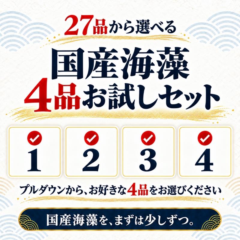 27品から選べる／国産海藻お試し4品セット (追跡可能メール便) ひじき