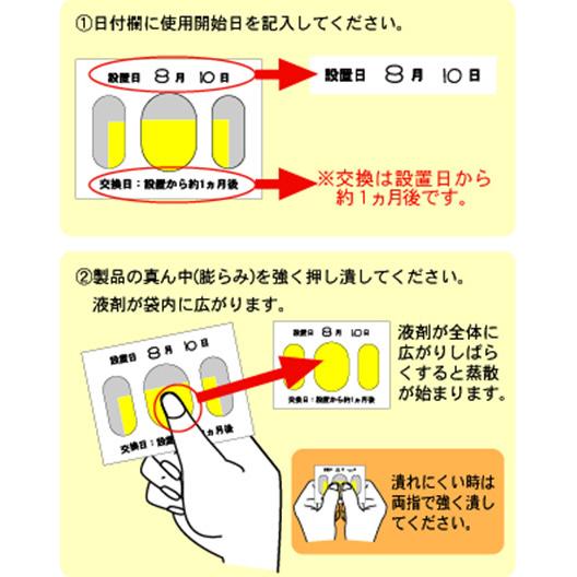 不快害虫用防虫剤 虫行止め 3ml×20個 チュウコウドメ ニーム抽出物 チョウバエ コバエ ユスリカ 設置型防虫剤｜kaiteki-club｜03