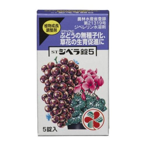 ジベレリン STジベラ錠5 5錠入 KINCHO園芸 植物成長調整剤 農薬 葡萄 ブドウ ぶどう デラウェア 無種子化 生育促進  ゆうパケット対応（Yahoo!・快適クラブ.ｎｅｔ）