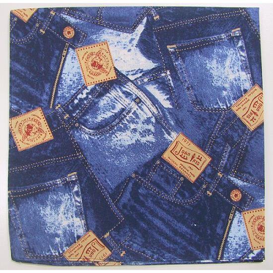 日本製洋柄バンダナ デニムジーンズ ブルー : 快適Goods - 通販