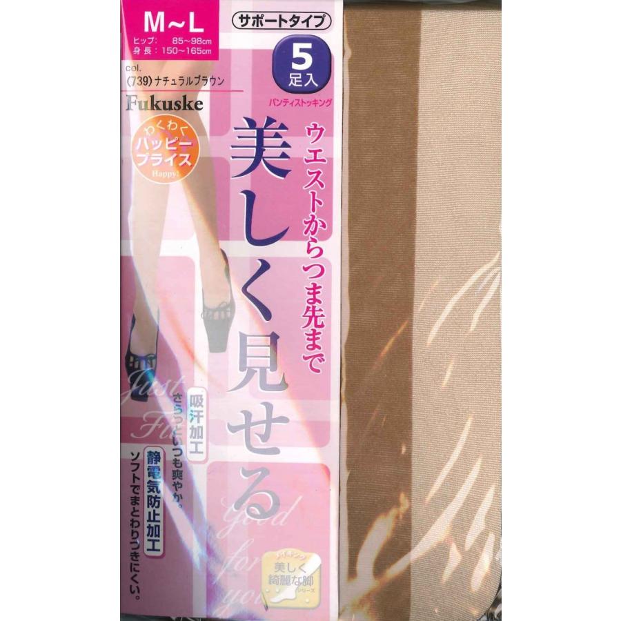 Fukuske フクスケ パンスト TSY9806 ML ナチュラルブラウン 5枚組