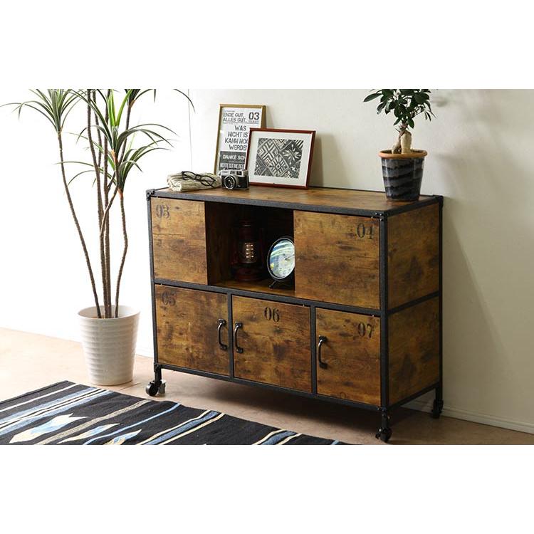 不二貿易（Fuji Boeki） サイドボード 扉付き キャスター付き 幅110cm