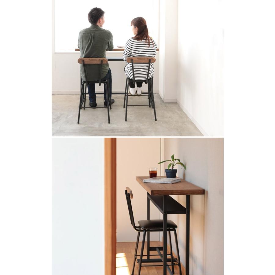 木製＋アイアン カウンターチェア 男前 インダストリアル　背もたれ付き1脚 木製＋アイアン カウンターチェア 男前 インダストリアル 背もたれ付き