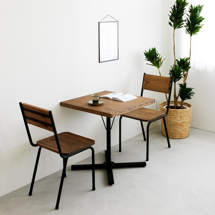 カフェテーブル 四角 幅65cm 無垢材 天然木 カフェ風 ヴィンテージ風