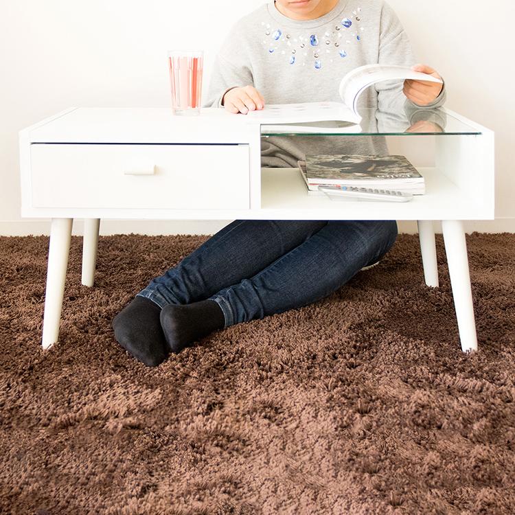 ローテーブル ガラステーブル 収納付き センターテーブル リビング