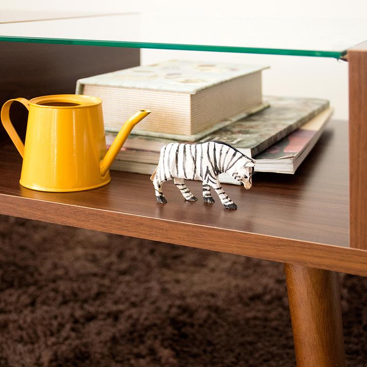 ローテーブル ガラステーブル 収納付き センターテーブル リビング