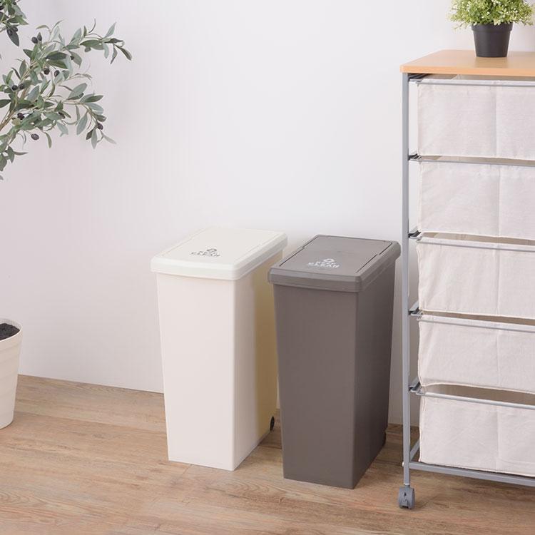 ダストボックス　30L 白×ナチュラル　アメリカン　お洒落ゴミ箱　分別ゴミ箱 ゴミ箱 30L 分別 スライド蓋 日本製 ふた付き カウンター キッチン