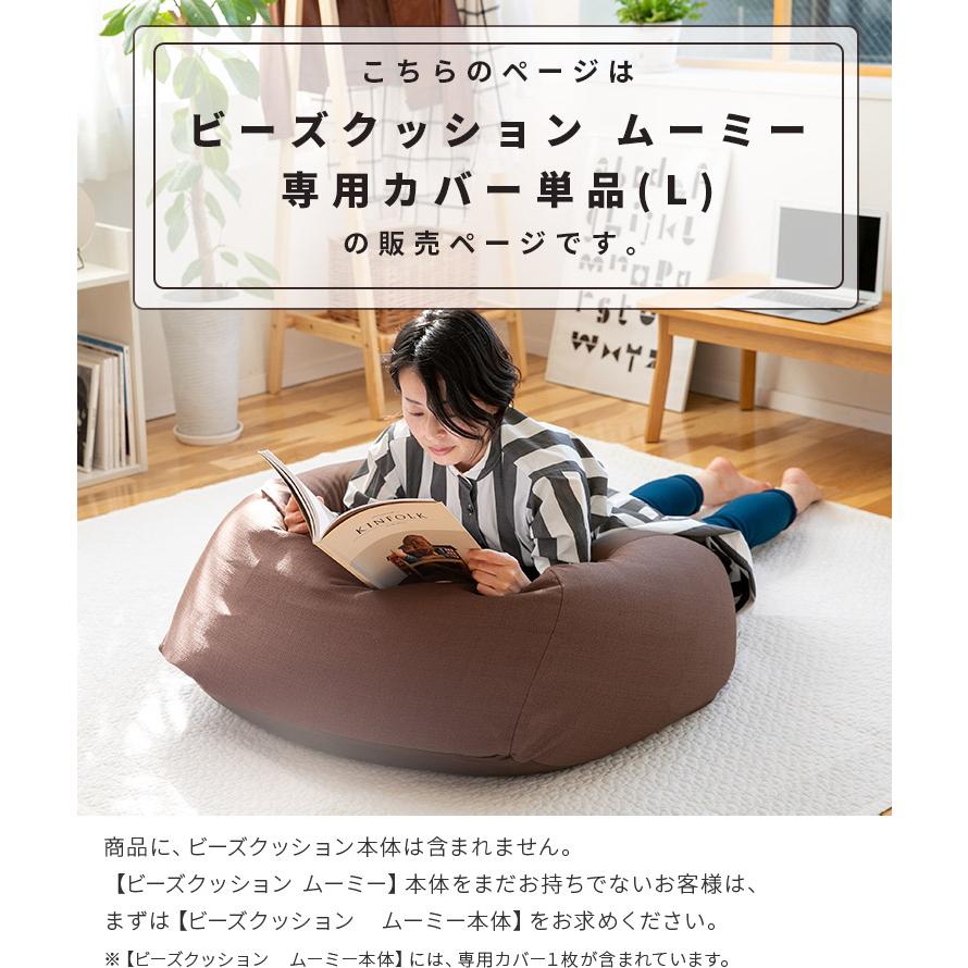 座椅子 ビーズクッションカバー L 約60×60×40cm 特大 CALM ソファ