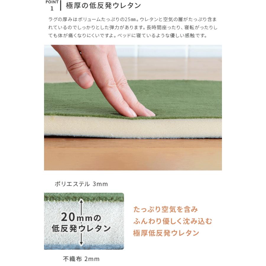 低反発ラグ 200 × 250cm 低反発 ラグ 滑り止め付き ラグマット