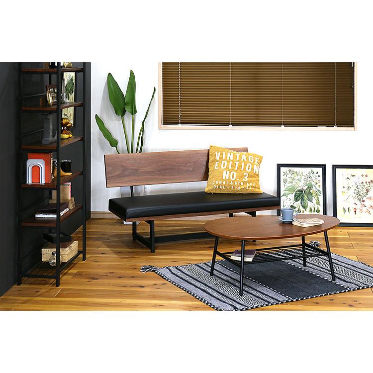 【送料込み】カフェ風 2人掛け ブラックレザーソファー ベンチシート livingday_ecr-118015