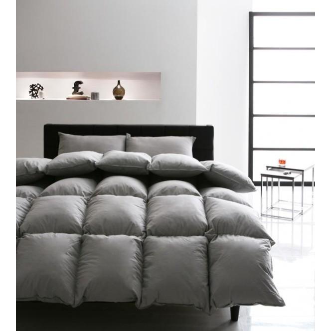 羽毛布団セット ベッド用１０点 クイーンサイズ 色 シルバーアッシュ