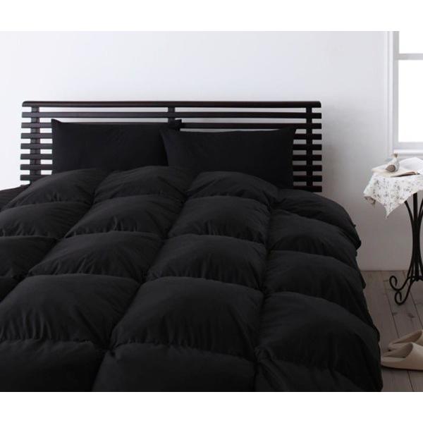 羽毛布団セット ベッド用１０点 クイーンサイズ 色-サイレントブラック /エクセルゴールドラベル 防カビ消臭処理