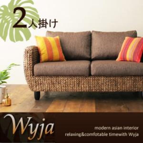 標準小売価格 ソファ 2人掛け /ウォーターヒヤシンス 天然木脚付き /肘