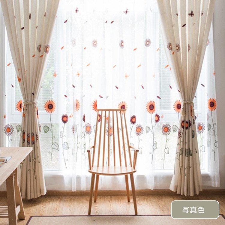 ドレープ カーテン おしゃれ 刺繍 植物柄 子供部屋 かわいい オーダー 
