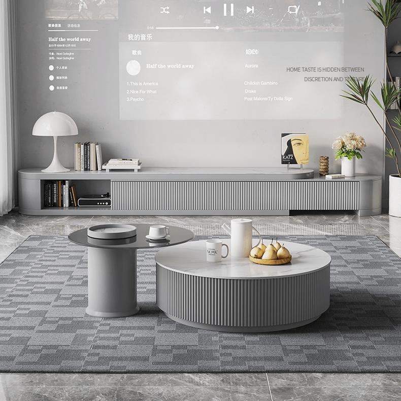 センターテーブル 2個セット テーブル 丸い セラミック グレー センターテーブル 2個セット テーブル 丸い セラミック グレー