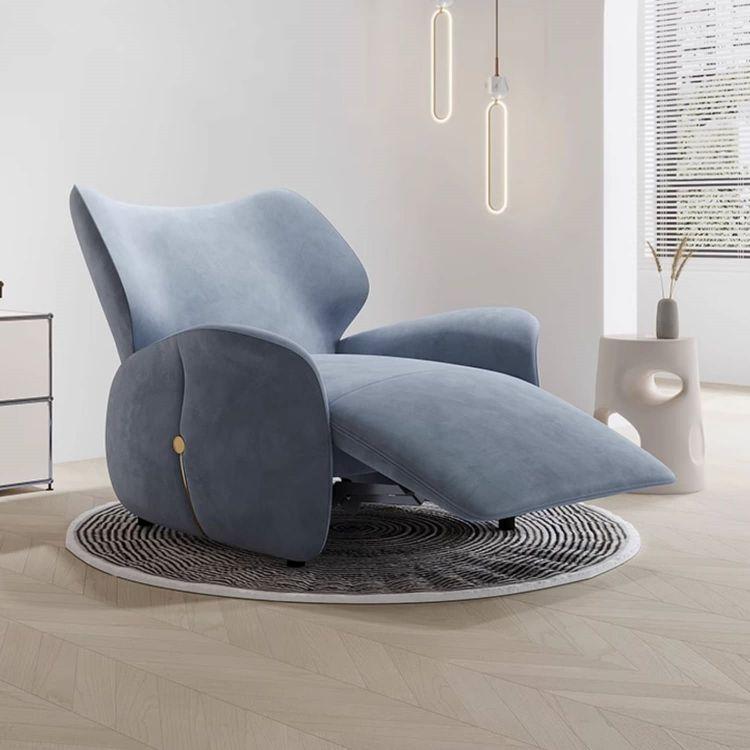 グレー スエード調 リクライニングソファ