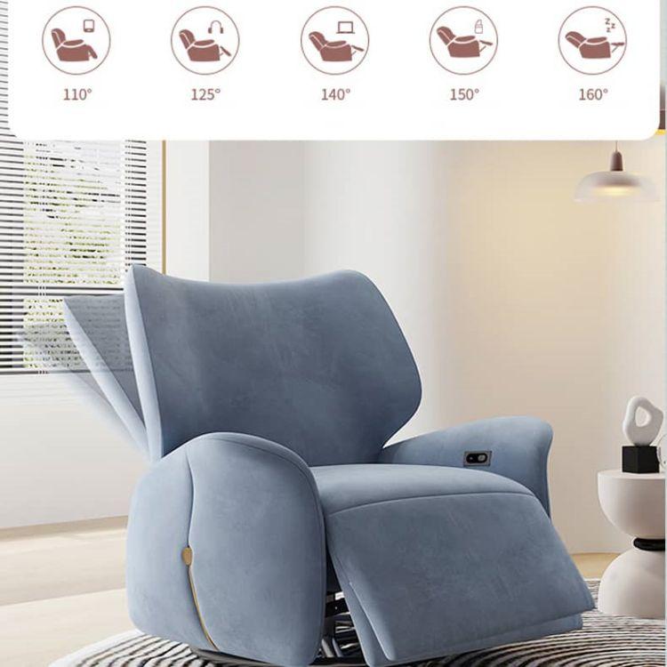 リクライニングソファ パーソナルチェア スエード 電動 ネイビー