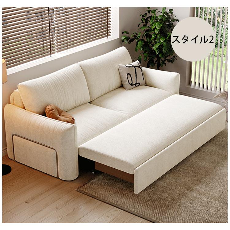 ソファ 3WAY ソファベッド 収納付き 幅136-276cm 選べる6色 シェニール