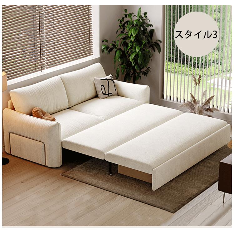 ソファ 3WAY ソファベッド 収納付き 幅136-276cm 選べる6色 シェニール