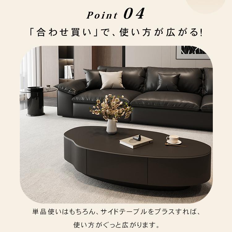 センターテーブル ローテーブル セラミック おしゃれ 強化ガラス 楕円形 グレー ブラック 収納付き 幅100 120 高さ33cm ロータイプ サイドテーブル 高級感 耐熱_6