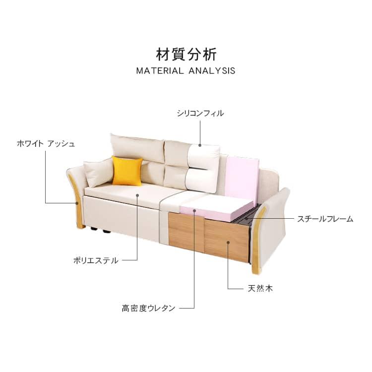 ソファーベッド ソファベッド sofabed 3人掛け 4人掛け 北欧スタイル 小物収納 収納付き エレガント 高級 アームレスト付き 北欧 スチール脚 ウレタン 新生活｜kaitekihome｜13