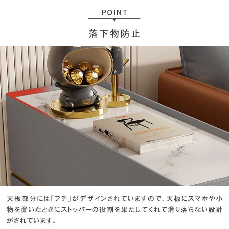 ナイトテーブル 大理石柄 サイドテーブル おしゃれ 収納 引き出し