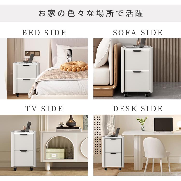 【新品未使用】サイドテーブル ナイトテーブル 大理石木製天板 ナイトテーブル 大理石柄 30×80×55cm キャスター付き セラミック天板