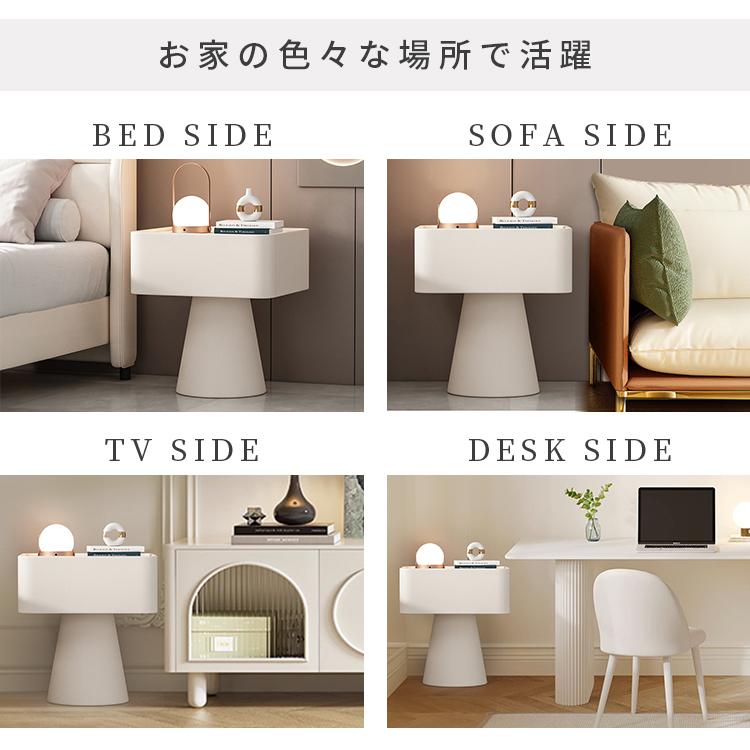 ナイトテーブル 大理石柄 完成品 セラミック天板 50×40×48cm サイドテーブル おしゃれ 収納 引き出し ソファ ベッドテーブル 送料無料 北欧 合成皮革 スリム_11