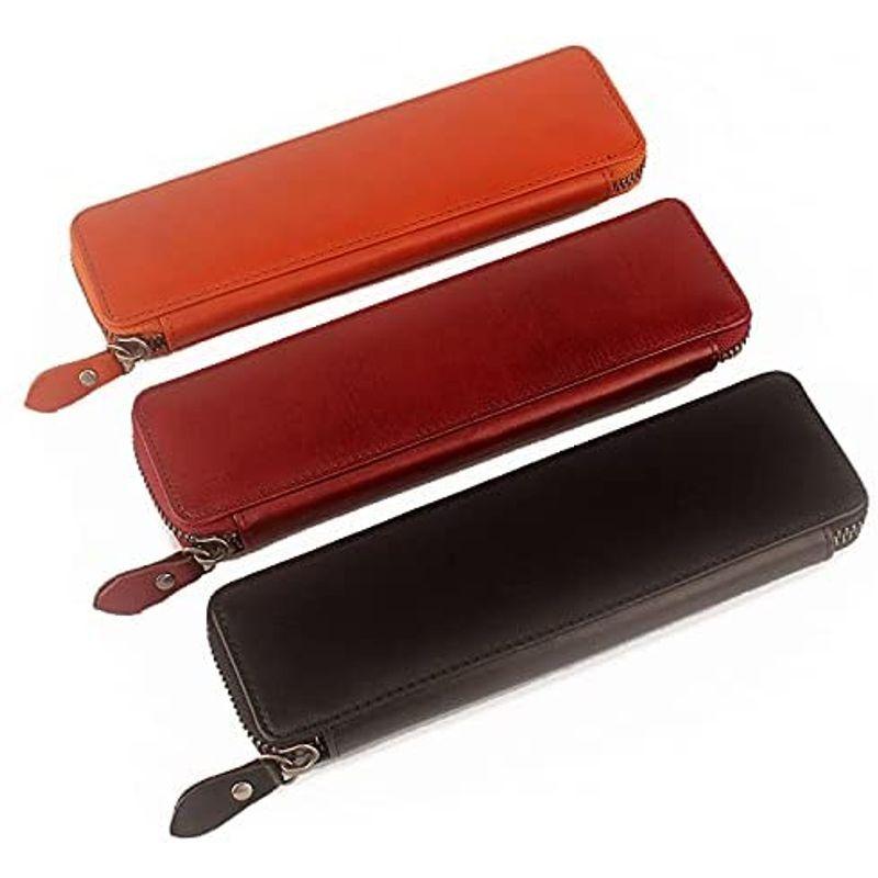 ペンケース 高級牛革 イタリアンレザー 本革 ファスナー おしゃれ 筆箱 文房具 万年筆 ペン 文房具 文具 収納 贈り物 ギフト ブラッ 安い