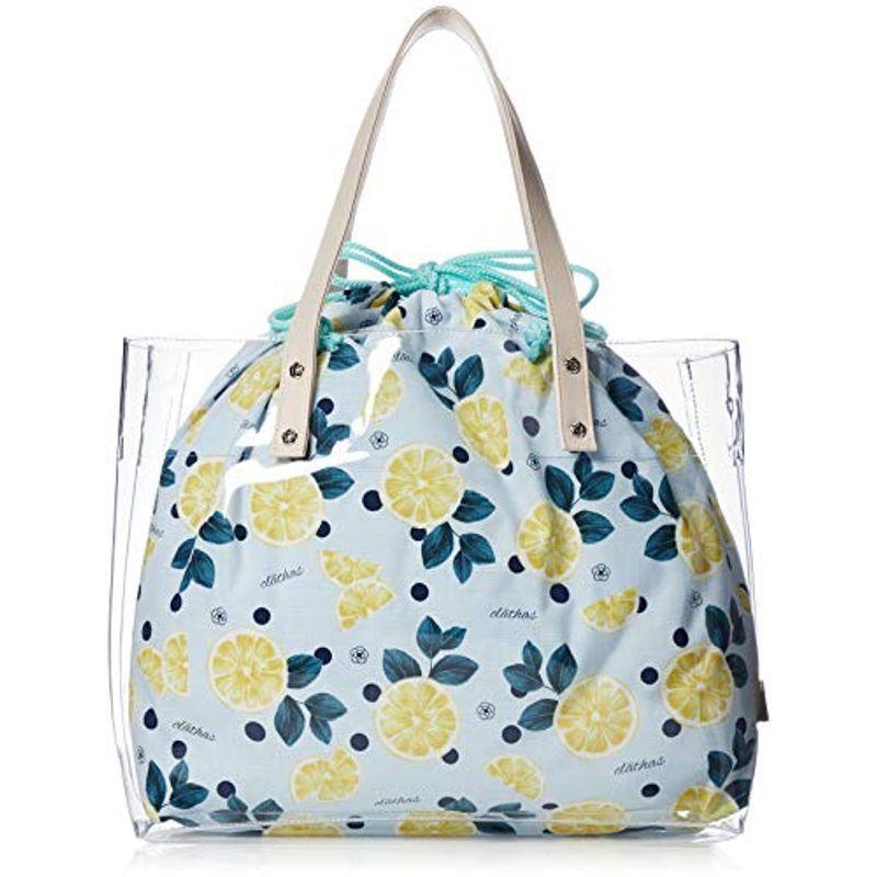 クレイサス サイズ収納可能 オリジナルレモンプリント Pvcトートバッグ レディースファッション サイズ収納