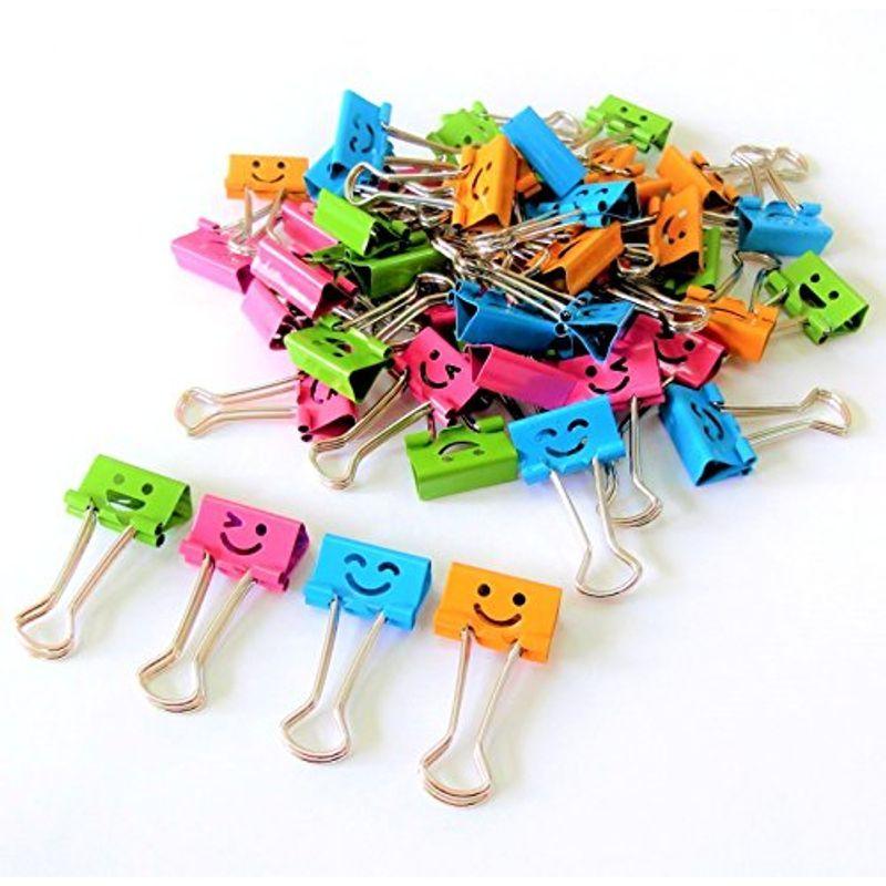 ぴぴっと かわいい スマイルクリップ 文房具 カラー クリップ カラフル ダブルクリップ 19mm 50個セット Majesticxpress Com
