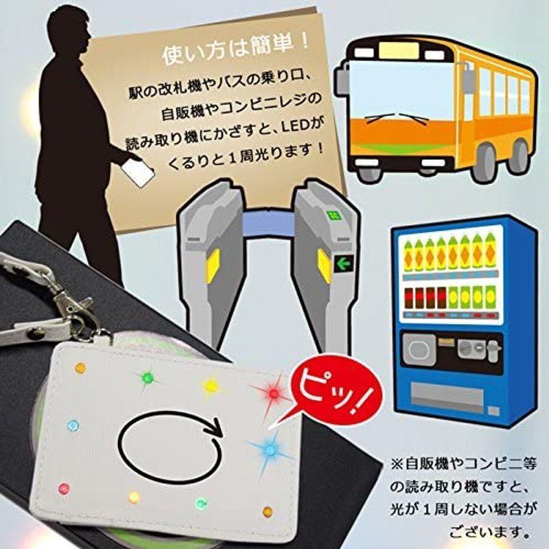 光るパスケースled10灯 ハリネズミとリンゴ Meiwa 一部予約販売