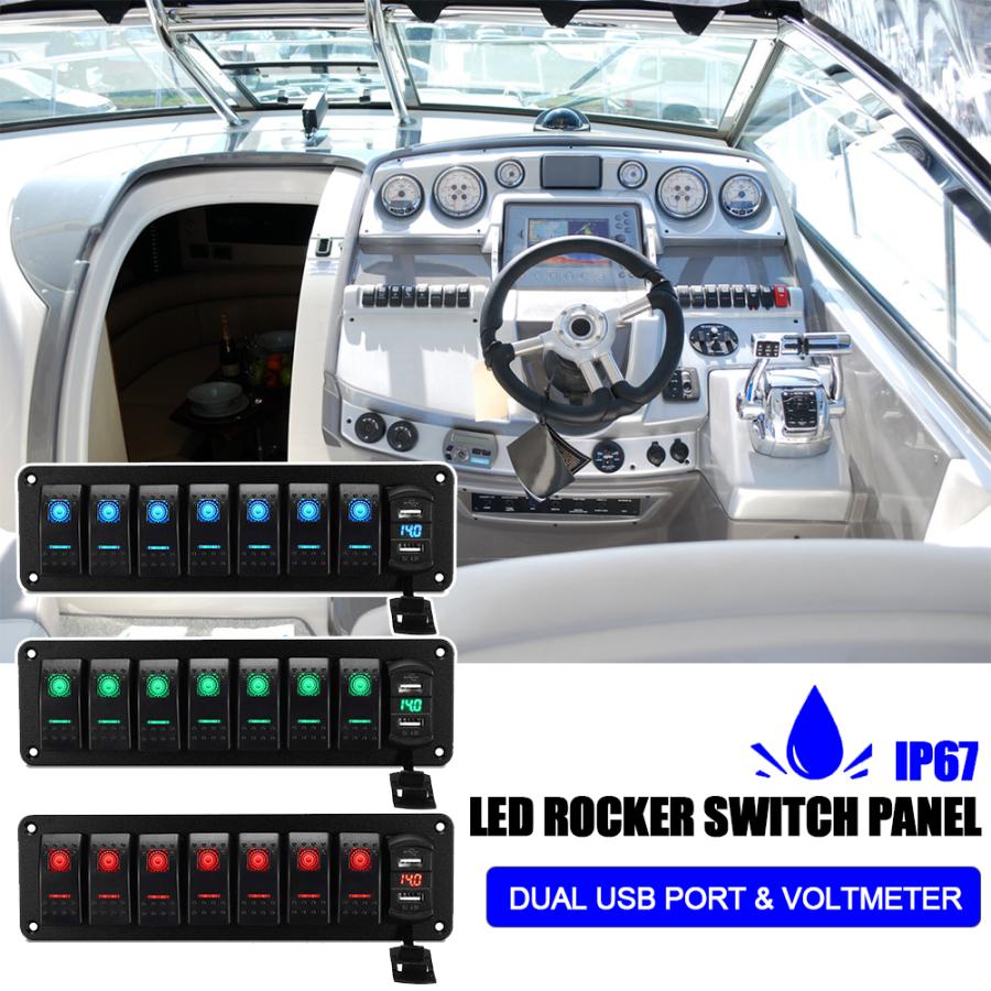 LEDロッカースイッチパネル 12V/24V マリンボートスイッチパネル 防水 IP67 サーキットブレーカー 車両 ヨット 船 キャラバン トラック K20221204028快適お