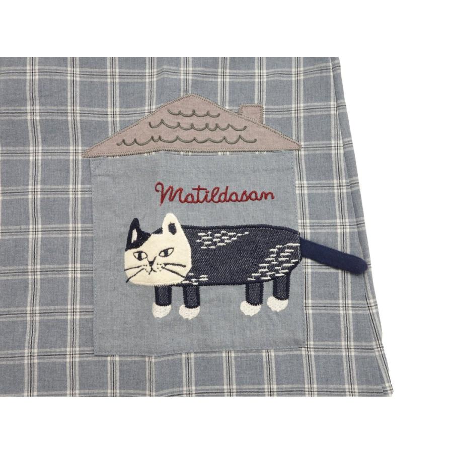 クスグル] ねこまるけ エプロン ネコ 首ボタン・腰ひも 保育士 22-5031