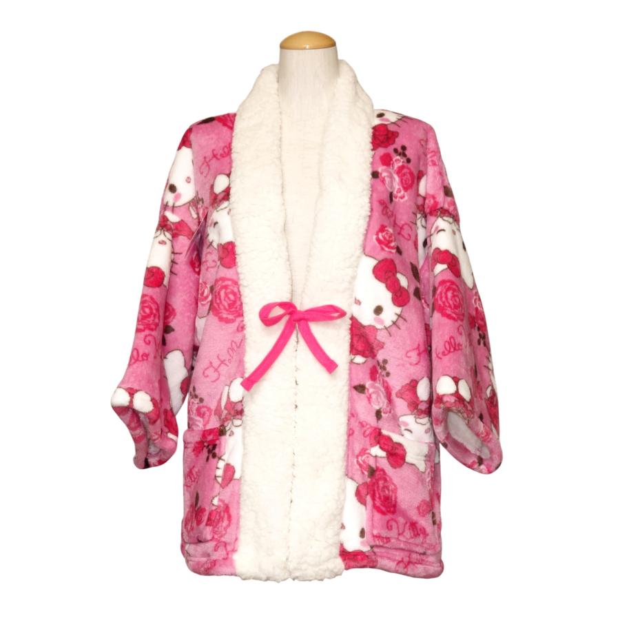 ハローキティ 裏ボアはんてん ルームウェア 防寒 レディース 半纏